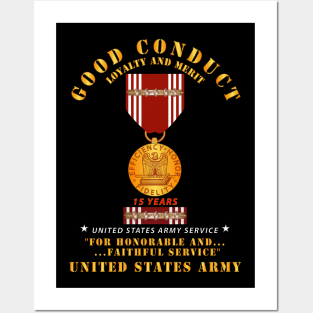 Army - Good Conduct w Medal w Ribbon - 15 Years Posters and Art